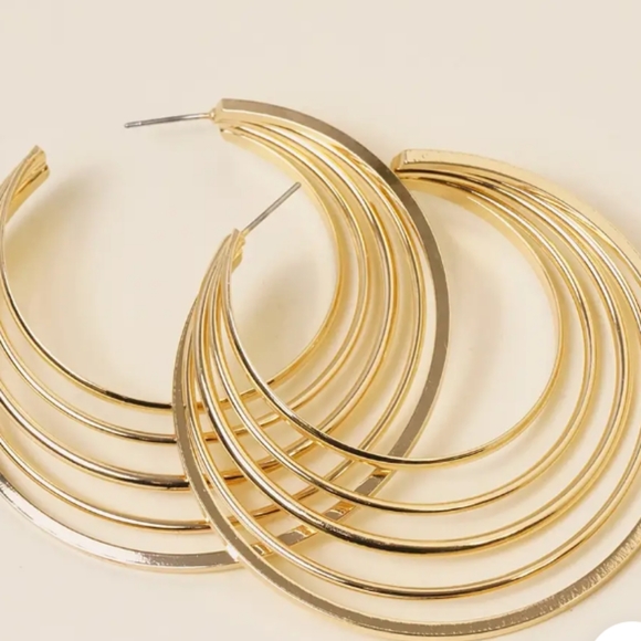 Simple 5 Layer Hoop Earrings - Picture 3 of 3